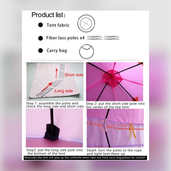 Toddler girls pink pop up castle tent moon & stars - Picture 2 of 3